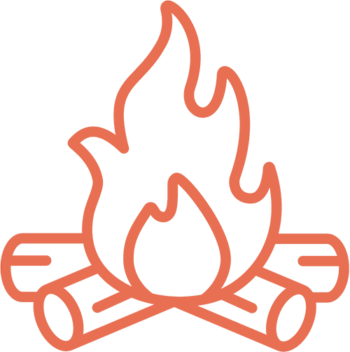 An image icon of the outline of a campfire.