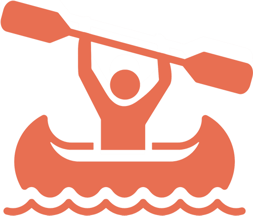 An image icon of the outline of a person canoeing.
