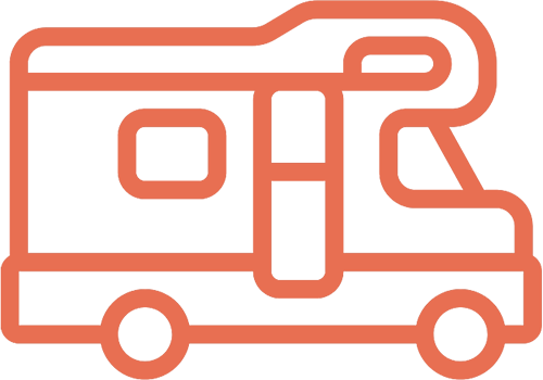 An image icon of the outline of a Motorhome.