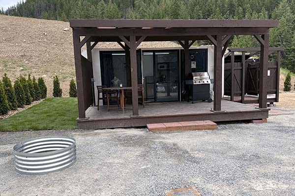 A image of our brand new Tiny Homes and deck area.