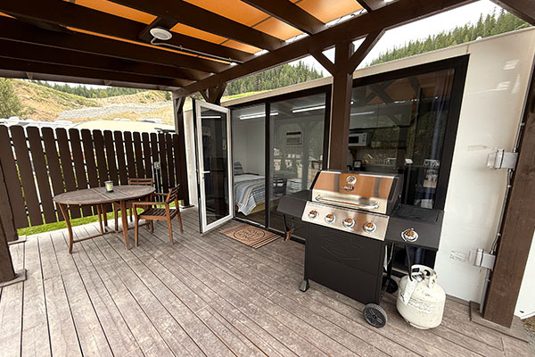 A image of our brand new Tiny Homes and deck area.